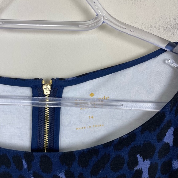 Kate Spade Broome Street Blue Leopard Ponte Dress Size 14 - Picture 6 of 12